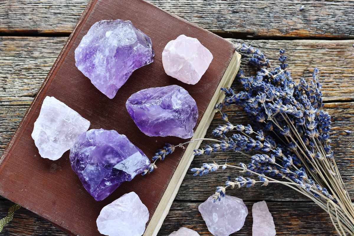 Amethyst and Rose Quartz Crystals